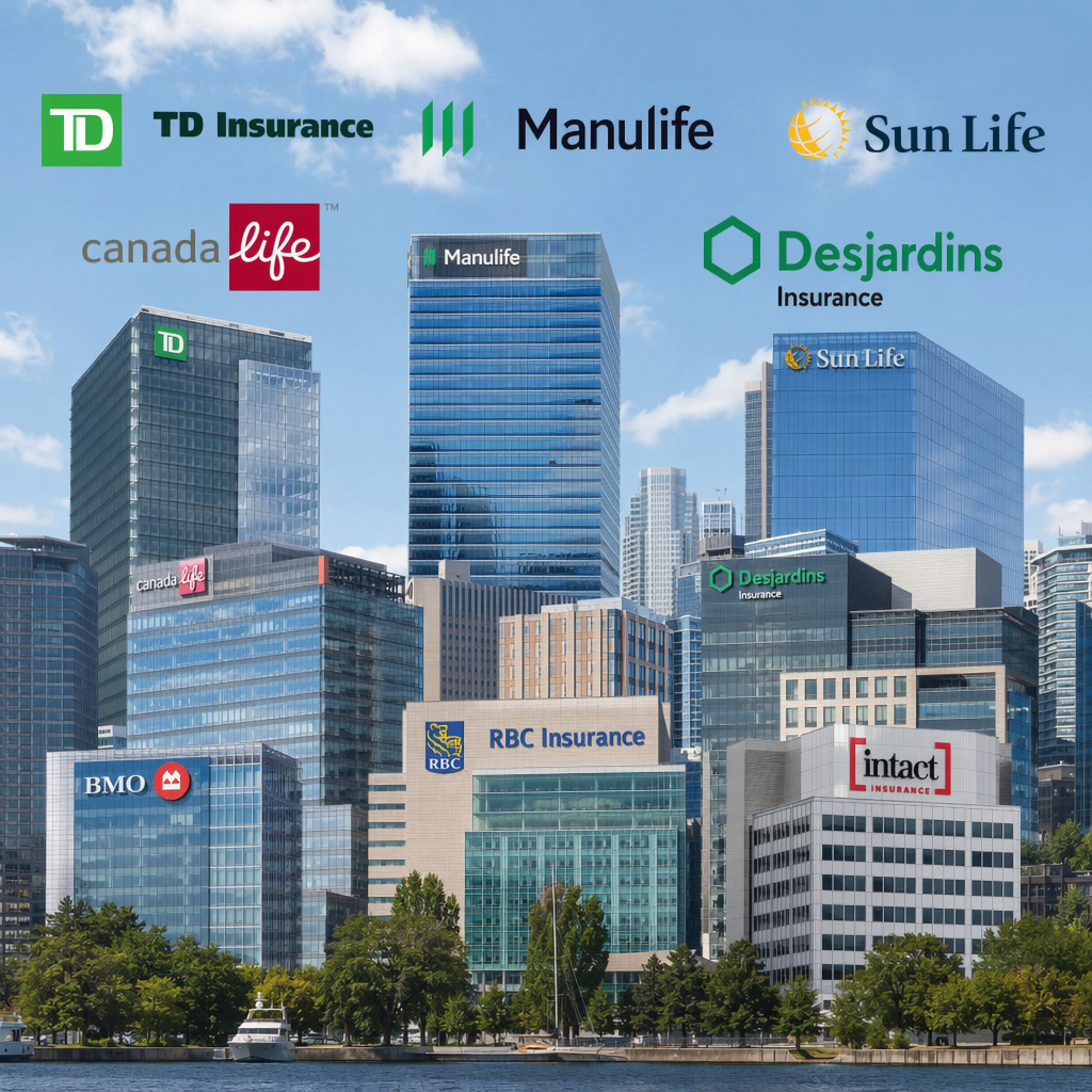 Canadian insurer buildings logos collage