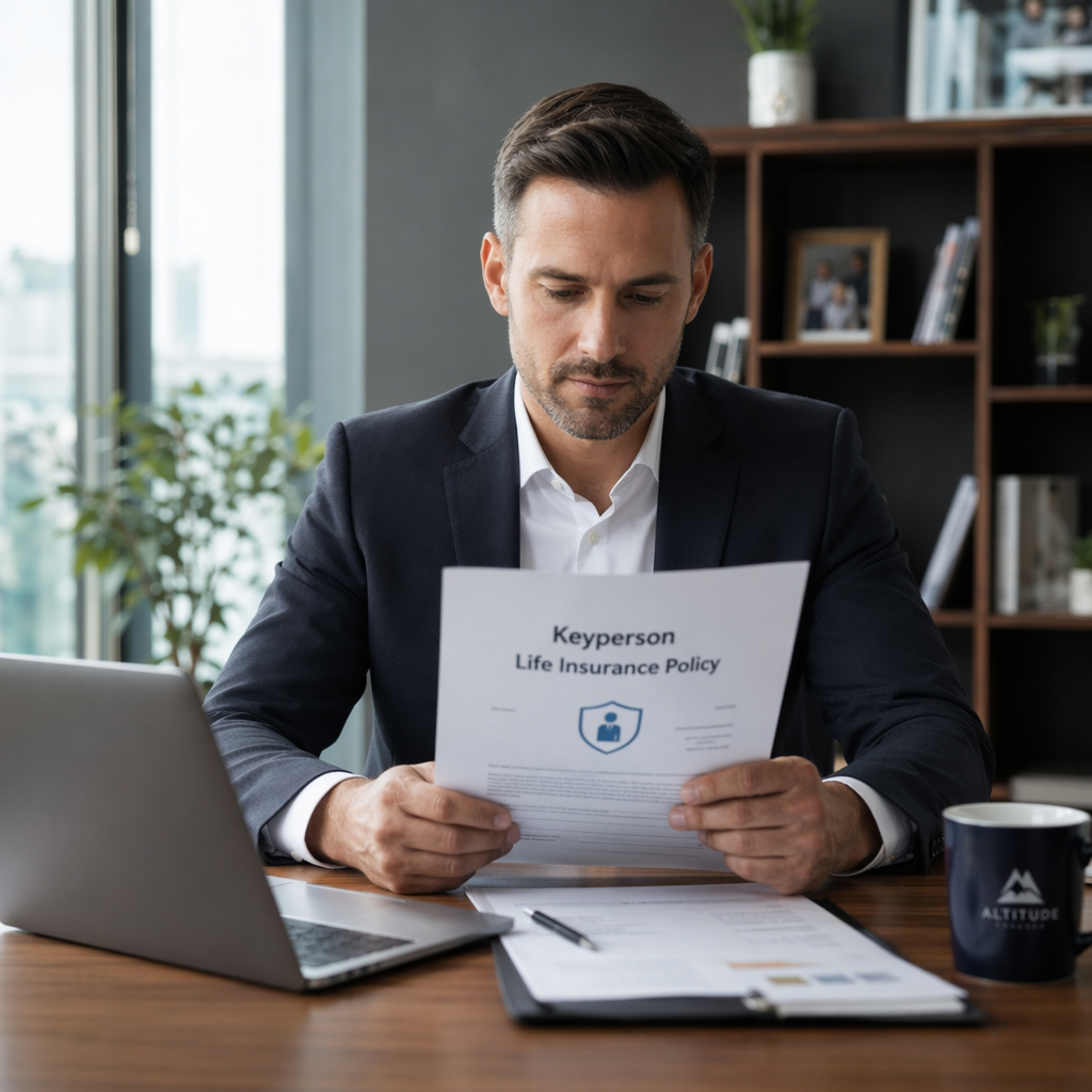 Professional reviewing insurance document