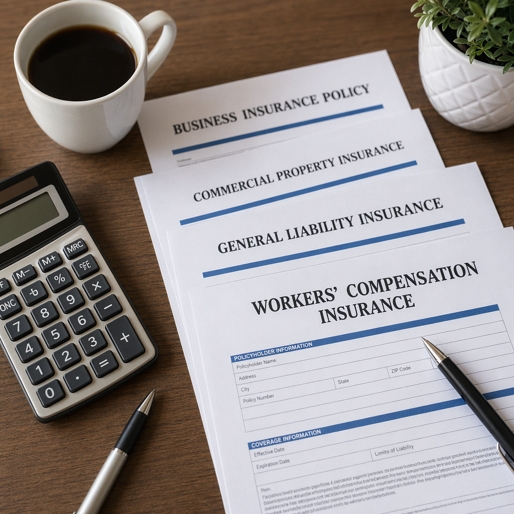 Insurance documents on office desk