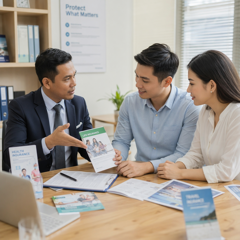 Agent explaining insurance options