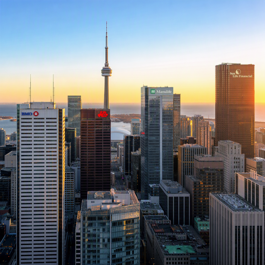 Canadian skyline with insurance buildings
