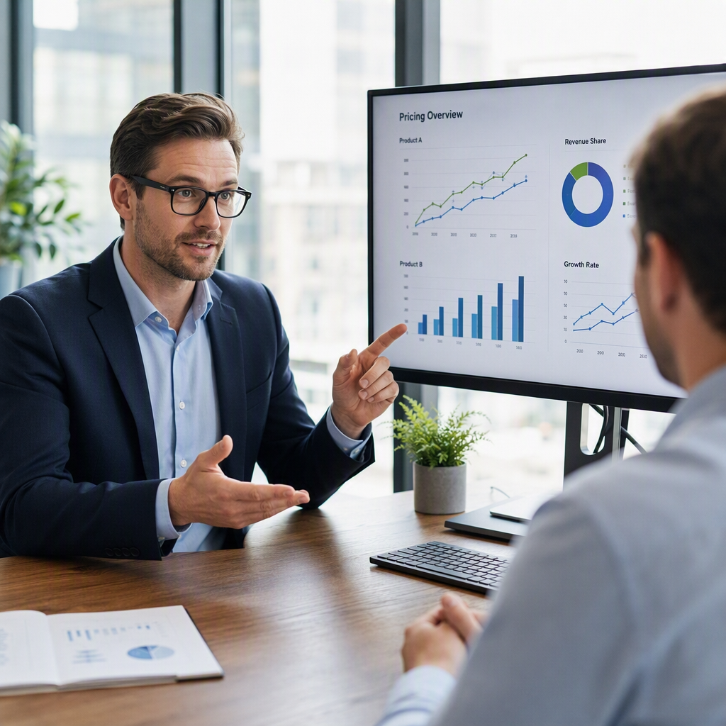 Advisor discussing insurance pricing