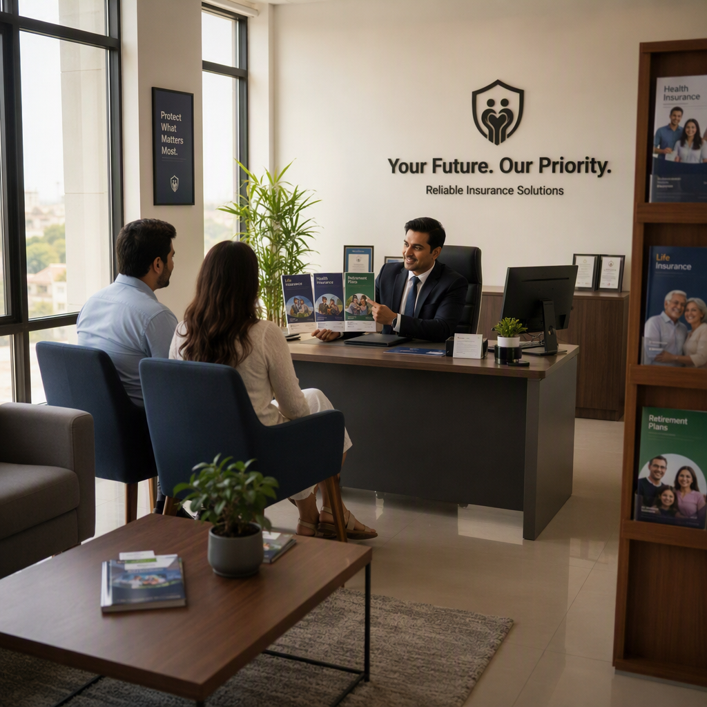 Agent showing policy brochures
