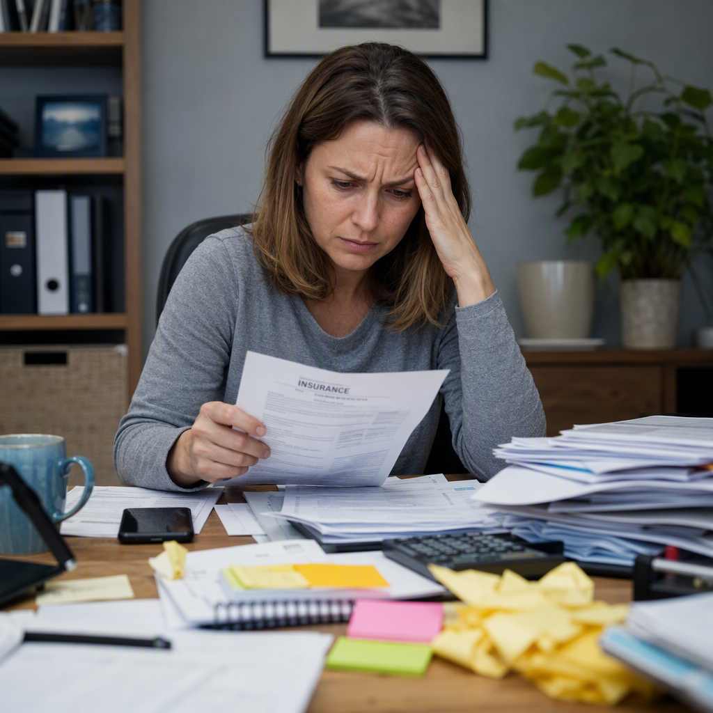 Stressed with insurance paperwork