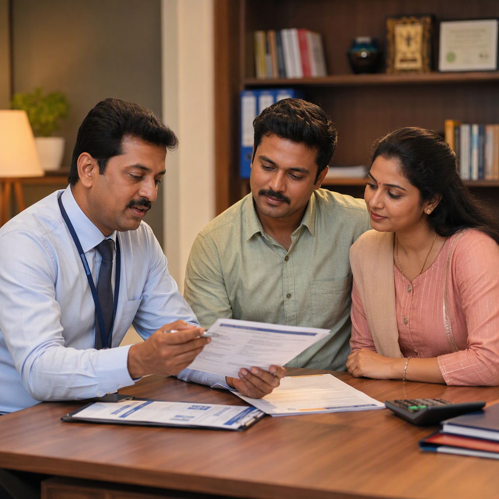Agent discussing insurance policy