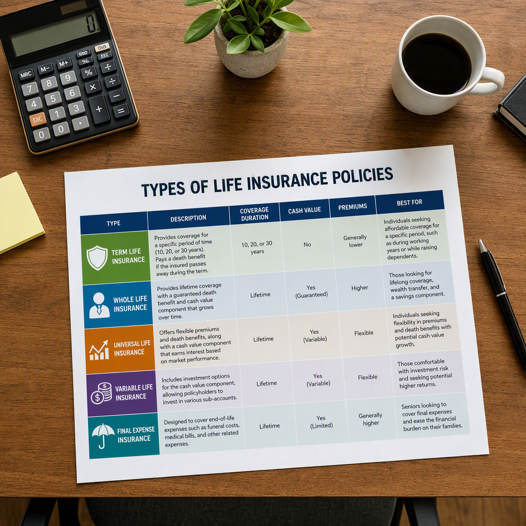 Types of life insurance chart