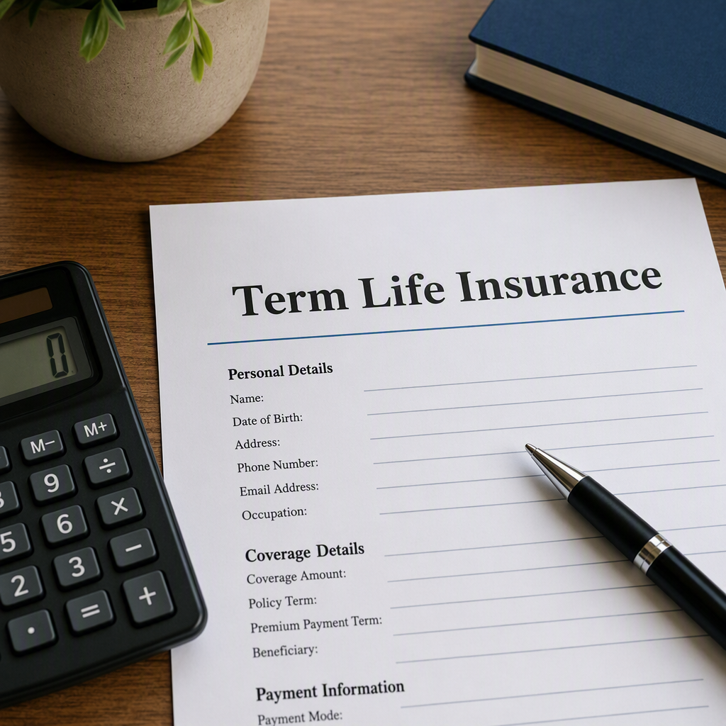 Term life insurance document desk