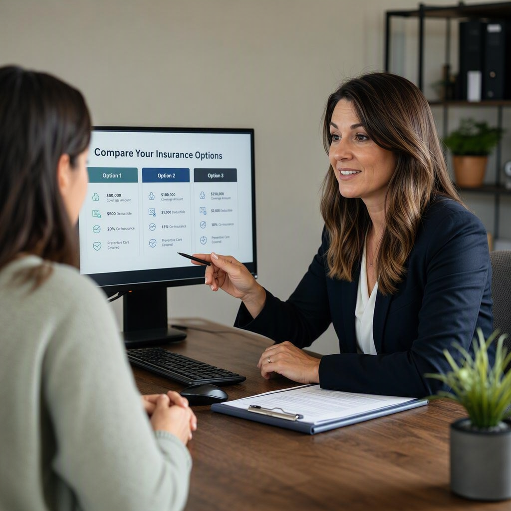 Agent explaining insurance options