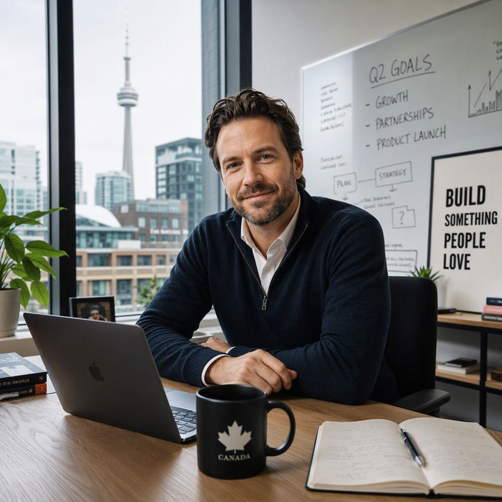 Entrepreneur at modern office desk