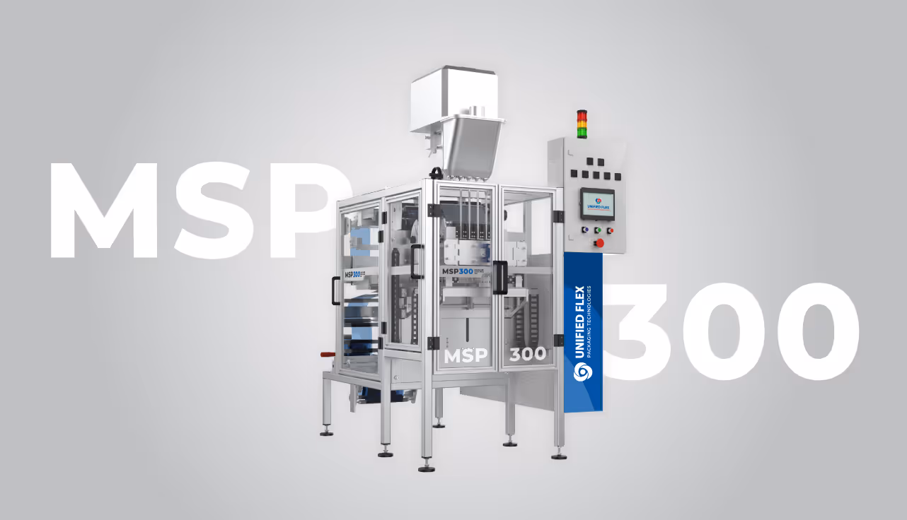 Unified Flex MSP 300 large letters behind a flex packaging machine