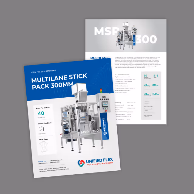 Unified Flex machinery sales and information sheets