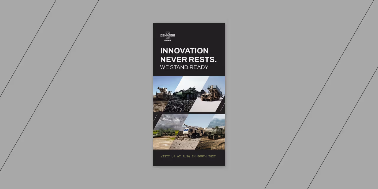 Oshkosh Defense Innovation Never Rests Campaign digital vertical ad