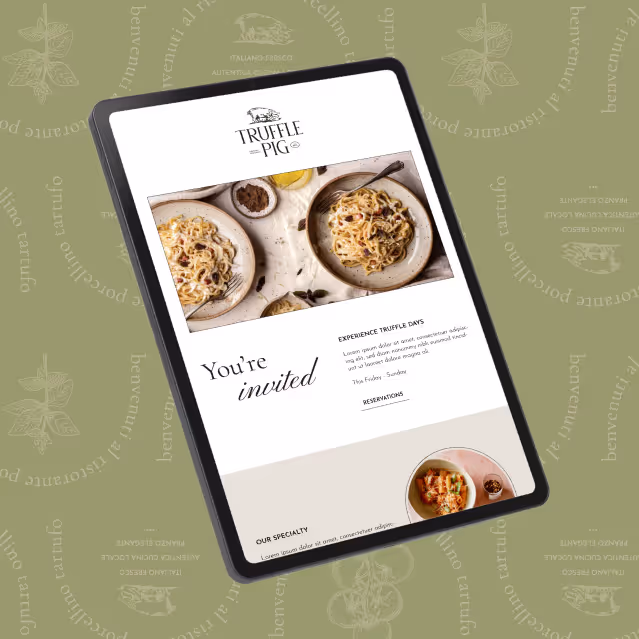 Invitation to Truffle Pig on ipad
