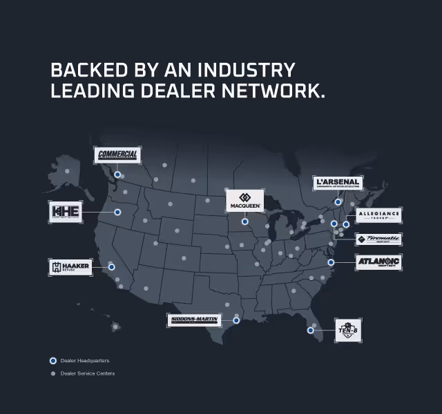 McNeilus dealer network map in the United States