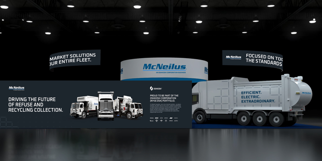 McNeilus expo tradeshow booth display. Driving the future of Refuse and Recycling collection