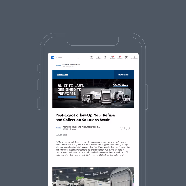 McNeilus 2025 Waste Expo - newsletter on mobile device