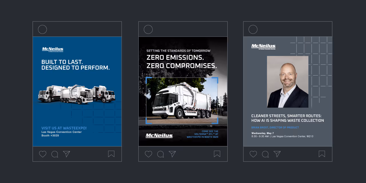 McNeilus 2025 Waste Expo - social media posts advertising the expo