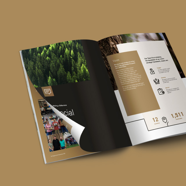 Great Norther Corporation Report to the Community open spread on tan background