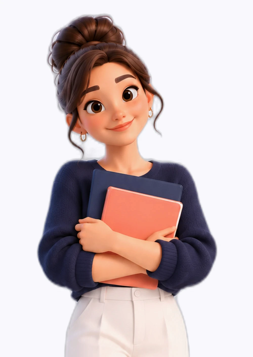 Illustrated little Aurora, the assistant, holding a folder