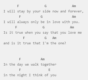 I Will Stay -kappaleen kertosäkeistö
