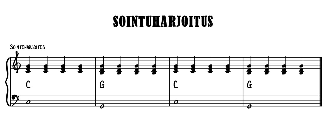 Sointuharjoitus C-duurista G-duuriin
