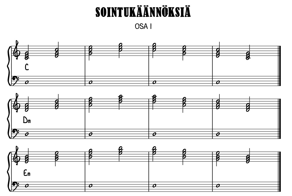 Sointukaannosharjoitus pianolla