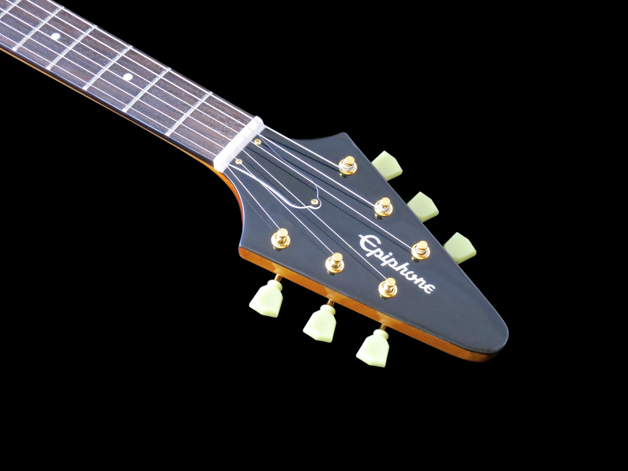 Epiphone Korina Flying V:n lapa ja Kluson-tyyliset virittimet