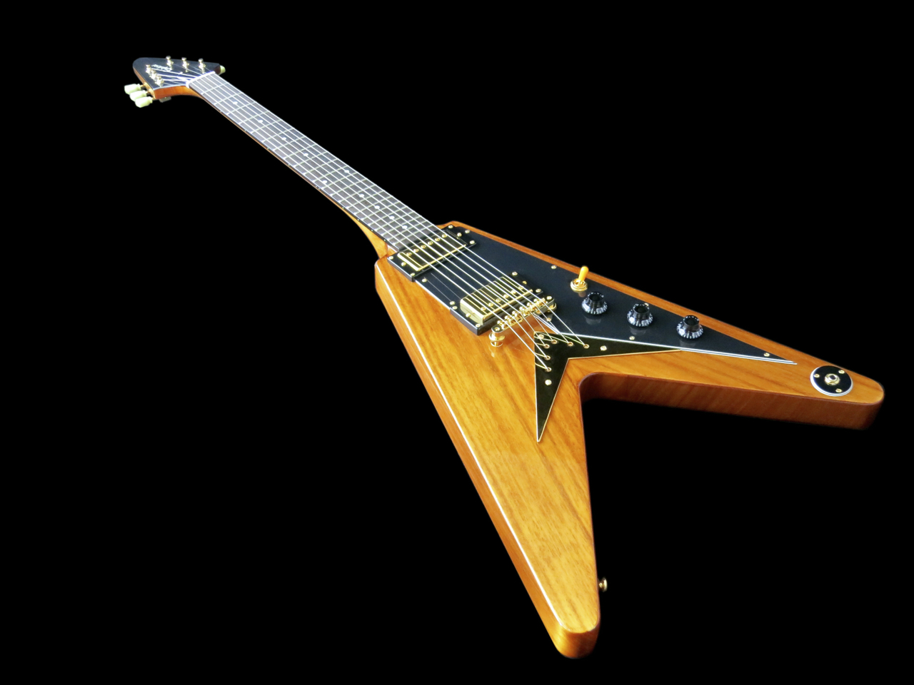 Epiphone Limited Edition 1958 Korina Flying V -sähkökitara kokonaisuudessaan
