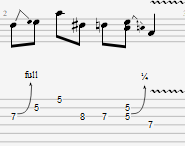 Blues-likki 1 tabulatuurina: bend ja double stop