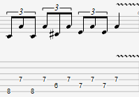 Blues-likki 4 tabulatuurina: vuorottelevat kielet