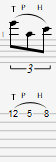 Nuotti ja tab: perinteinen tapping-arpeggio Am-soinnulla