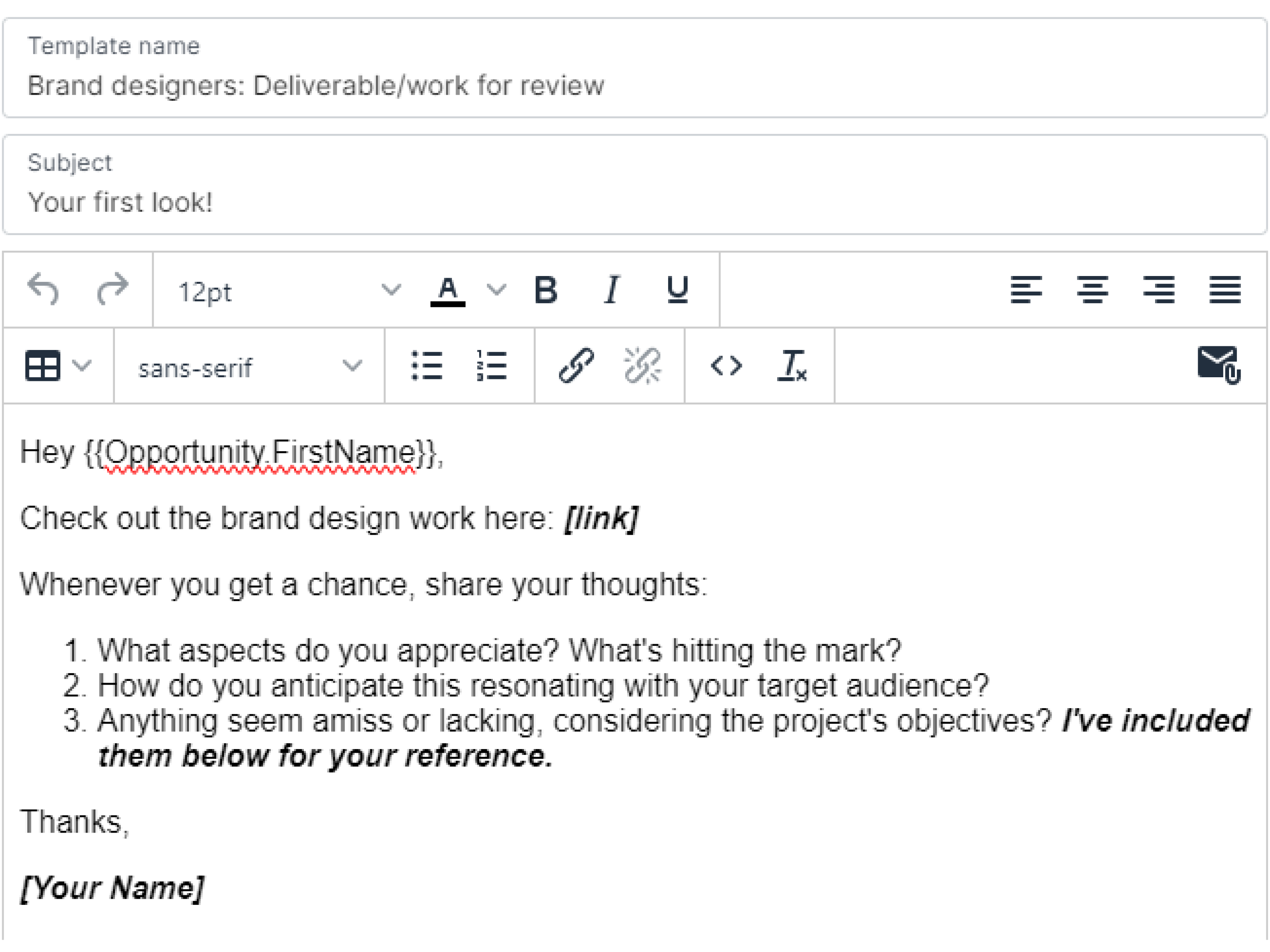 Brand designers: Deliverable + work for review