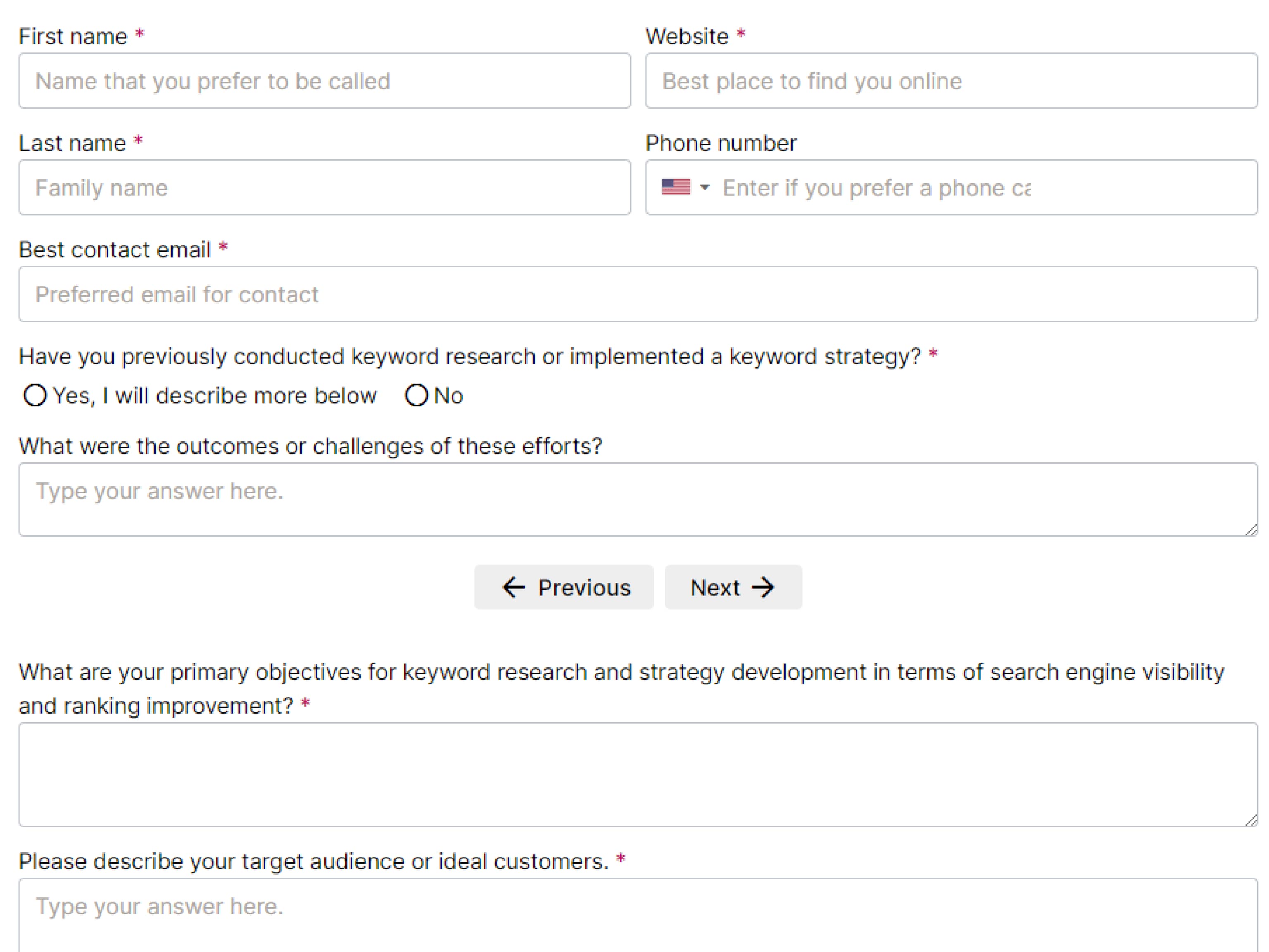 Keyword research and strategy: Discovery questionnaire (SEO)
