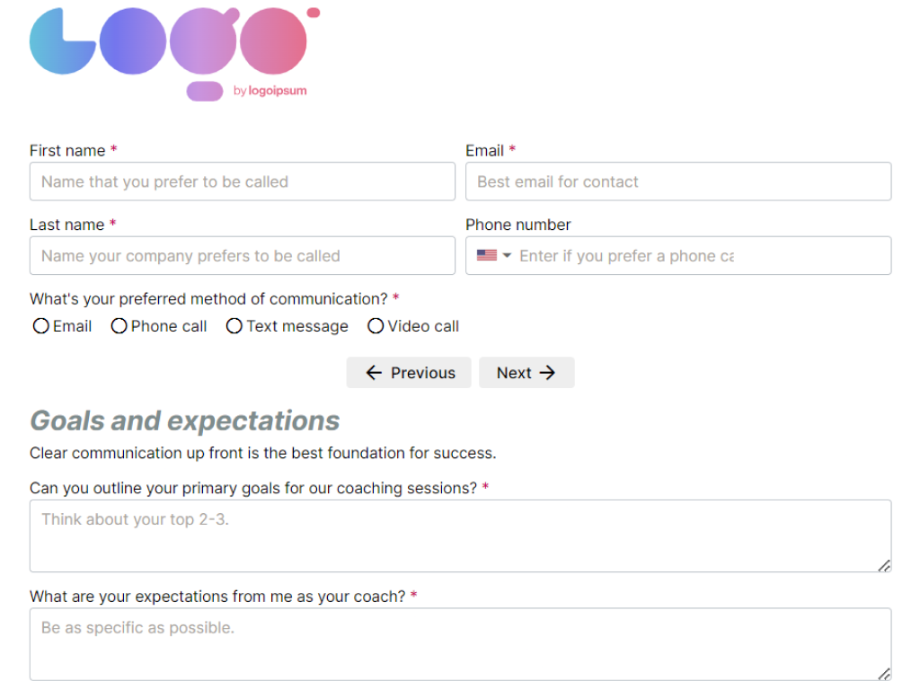 Coaches: Onboarding questionnaire