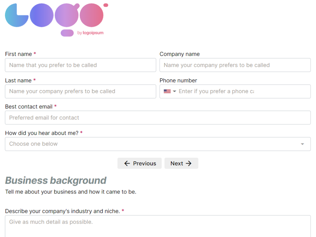 Consultants: Intake form