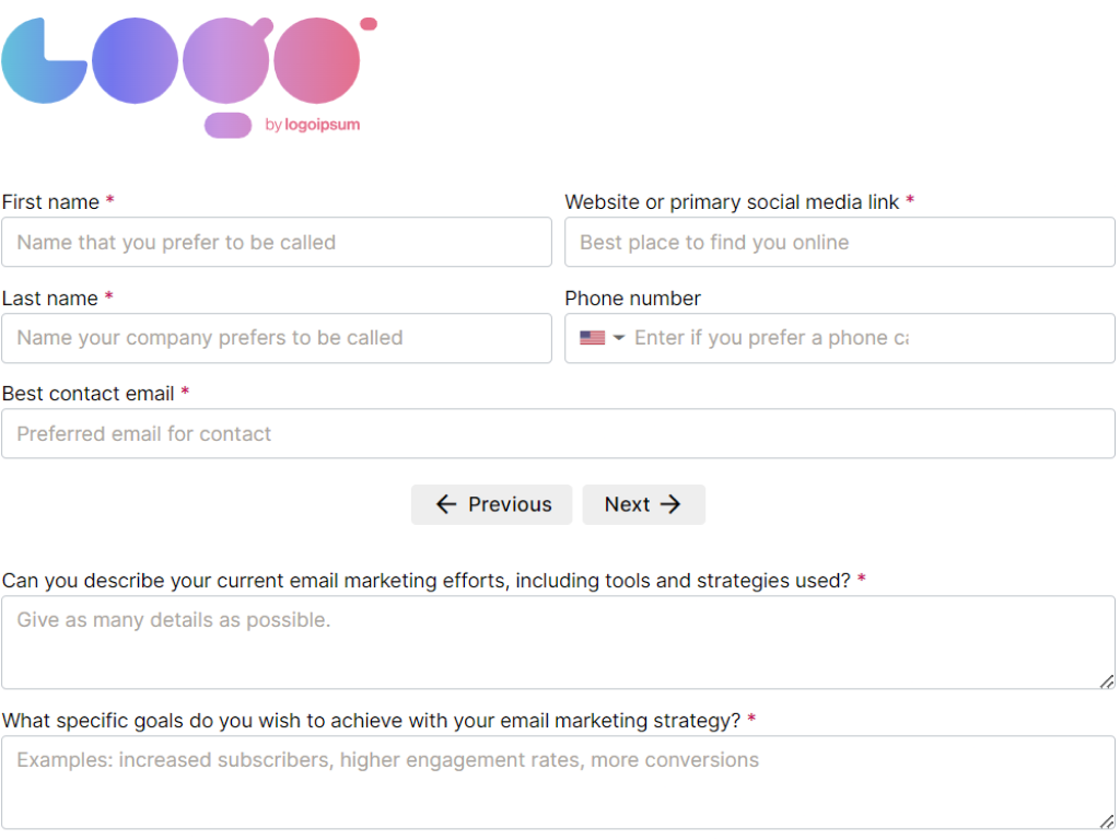 Email marketing: Discovery questionnaire