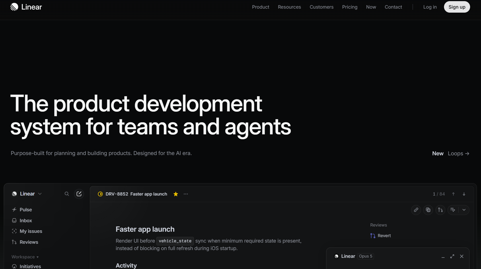 Linear is for software and product teams that want a fast interface for tracking bugs.