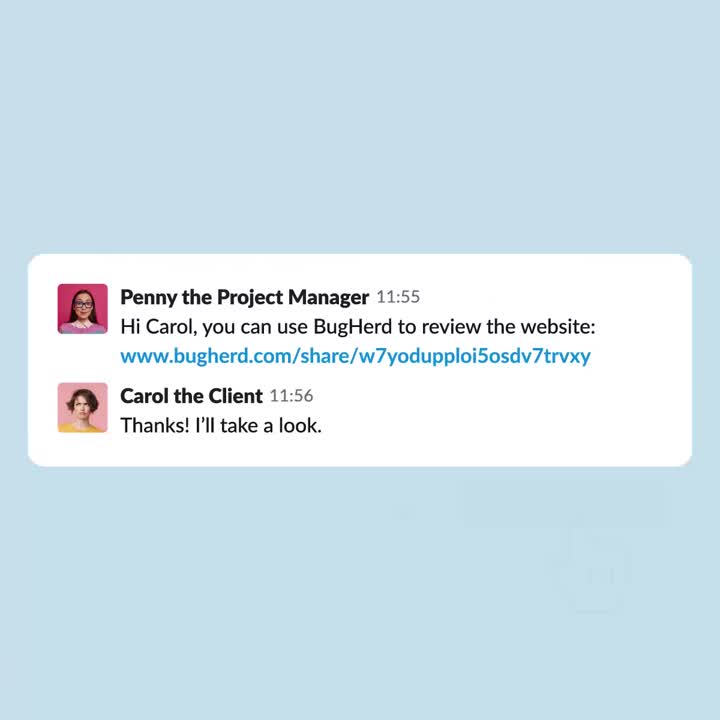 BugHerd client collaboration via shared link