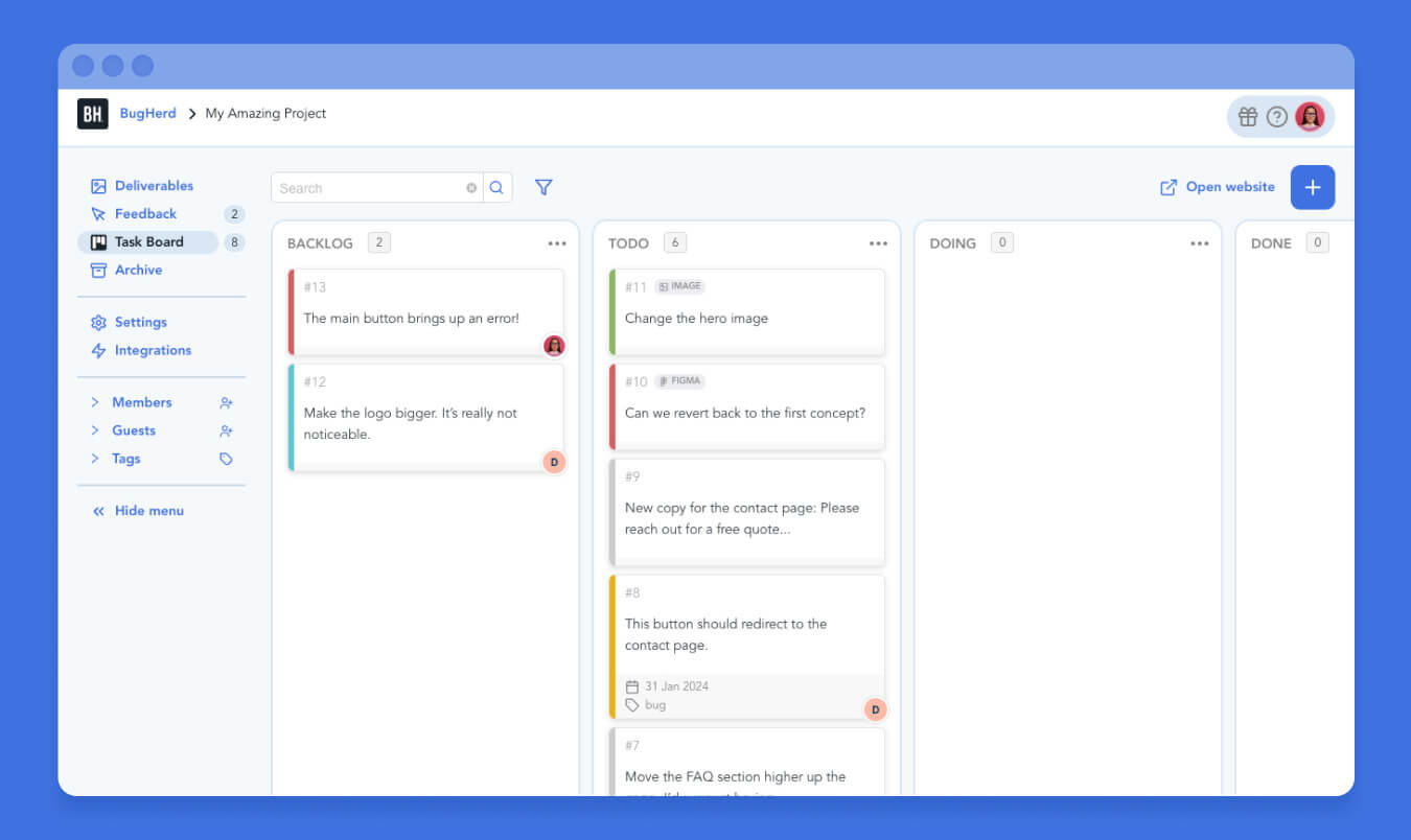 image of task board in new ui