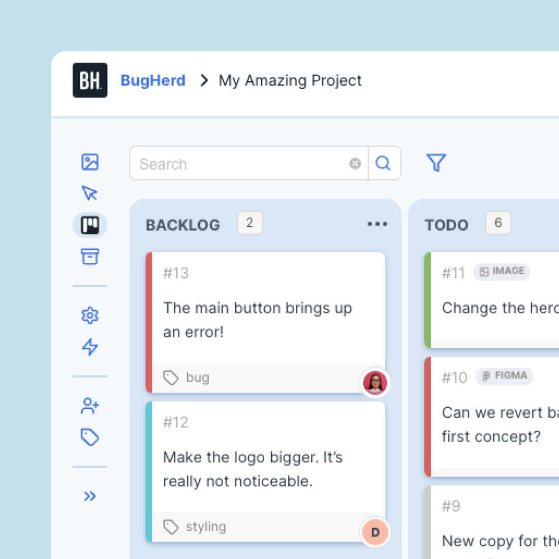 bugherd's kanban task board