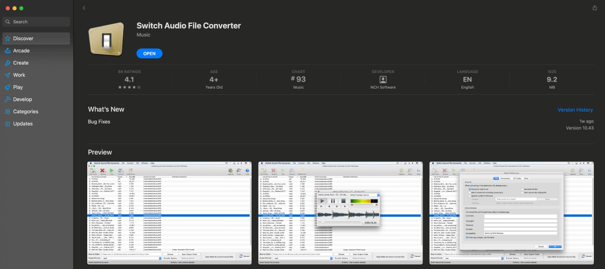 Switch Audio File Converter in the Mac App Store