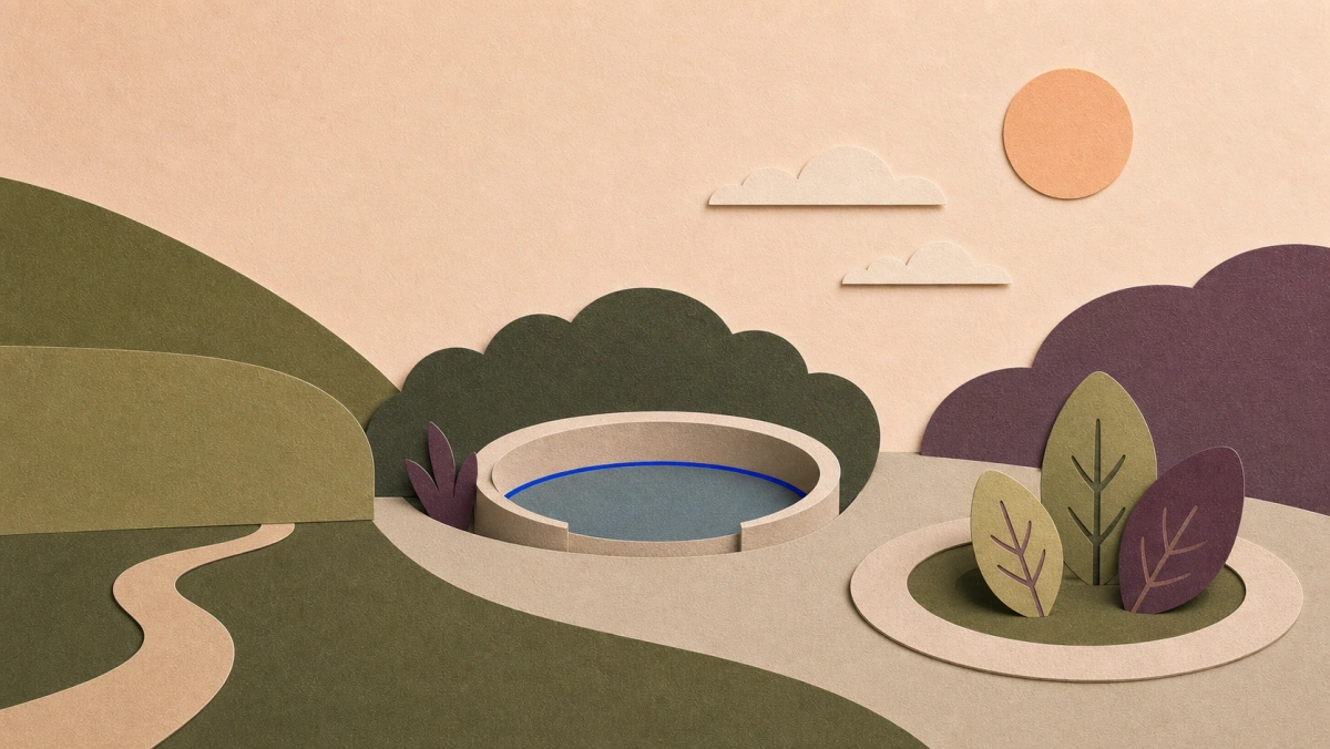 Cut-paper illustration of a garden protected by a fence