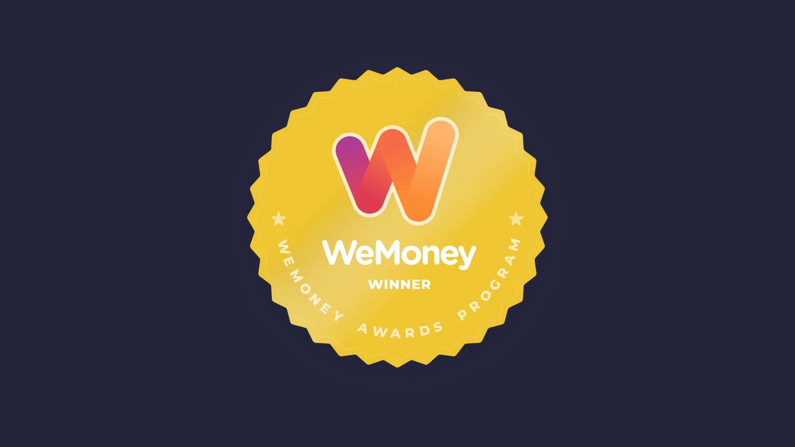 The gold WeMoney Awards Program winner badge