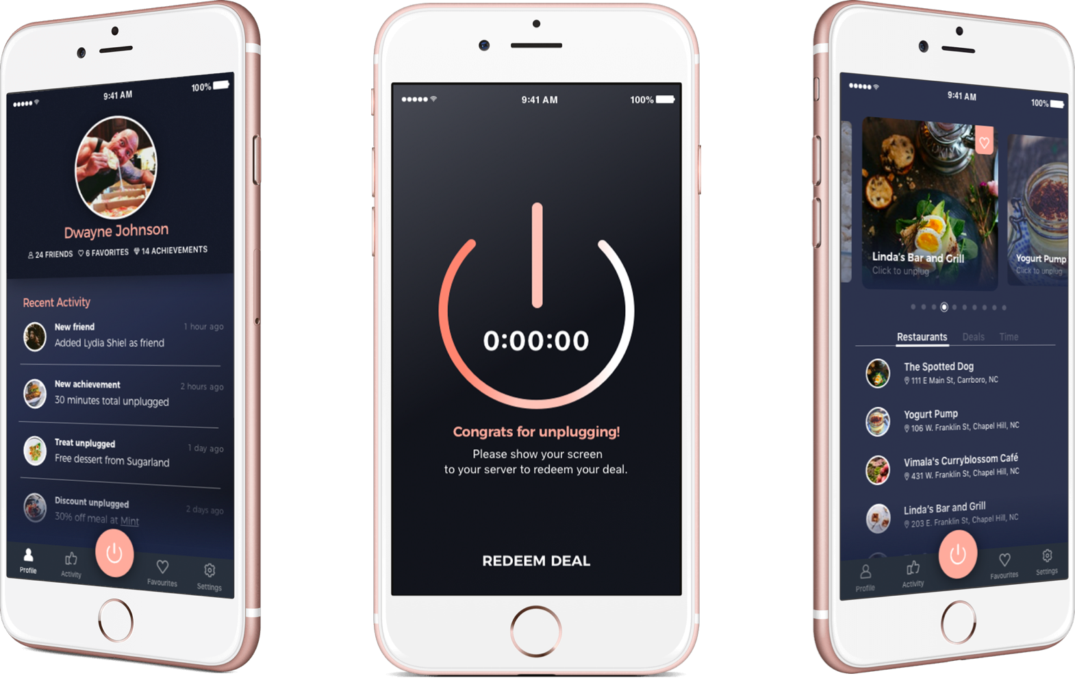 Phone mockup with Unplugged app