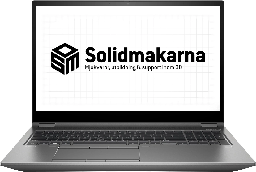 Solidmakarnas logo i en laptop