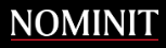 The word 'NOMINIT' in uppercase white letters with a red underline on a black background.