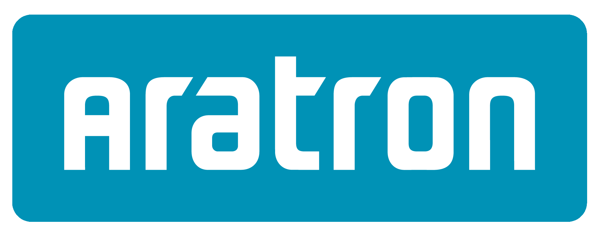 Aratron logo in bold white lowercase letters on a blue rounded rectangle background.