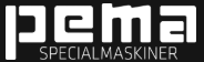 Logo with the word 'pema' in bold lowercase letters and 'SPECIALMASKINER' in smaller uppercase letters below.