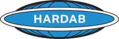 HARDAB logo with white text on a blue oval background over a stylized blue globe.