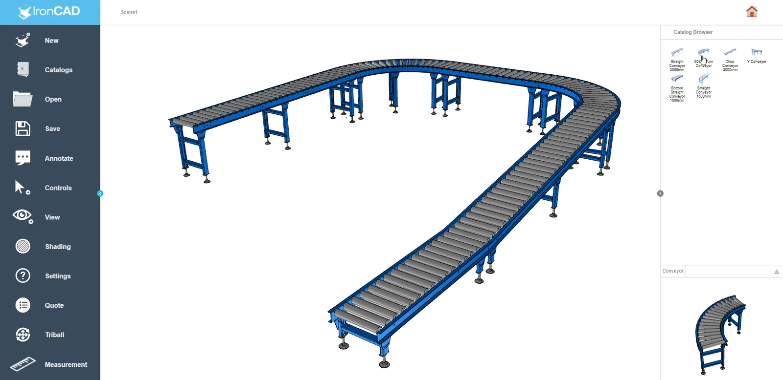 Conveyor belt configured using drag-and-drop in Synergy Configurator